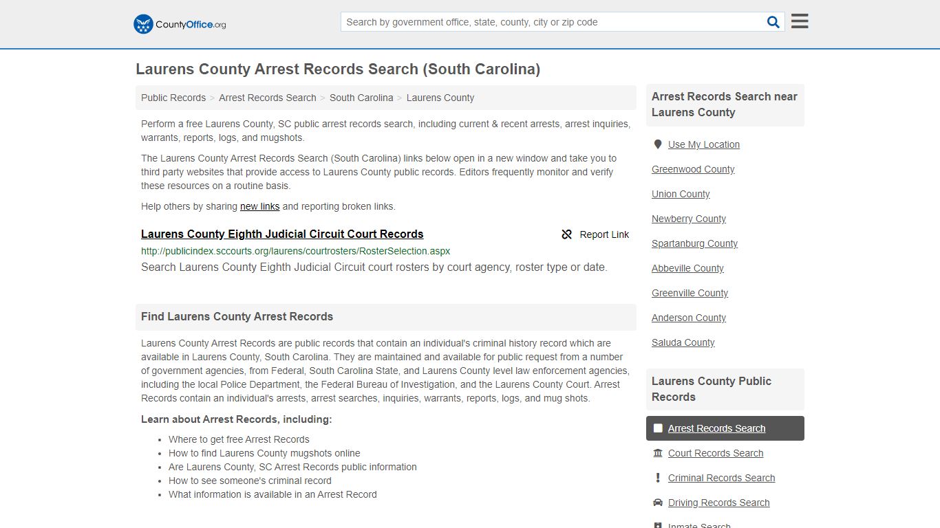 Arrest Records Search - Laurens County, SC (Arrests ...